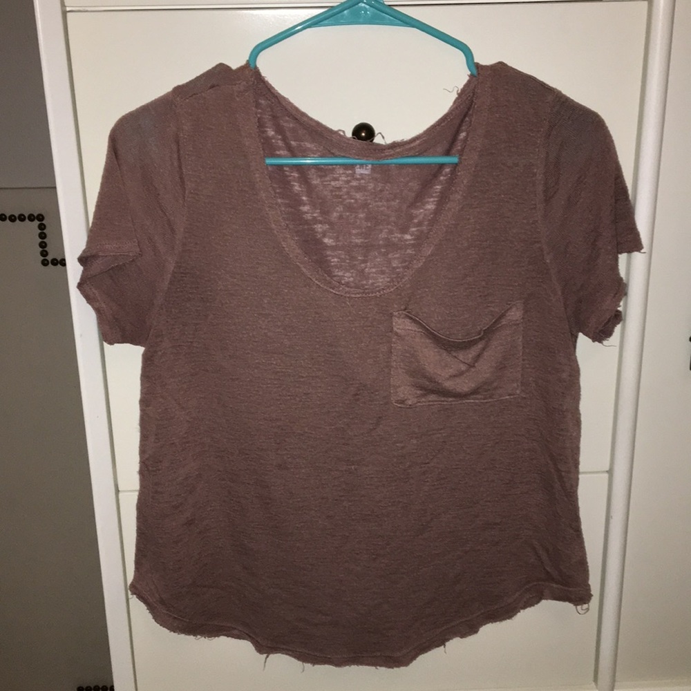 muave/pink loose v neck t-shirt